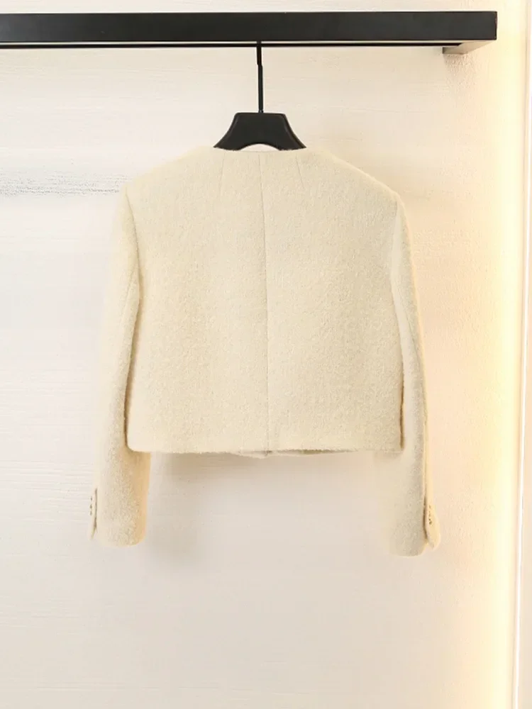 

Women's O- Neck Jacket Long Sleeve Single Breasted Elegant Coat, Autumn 2023