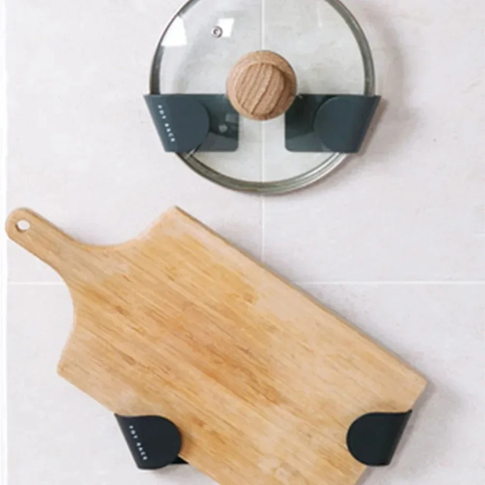2pc/set Wall Mounted Pot Lid Holder Pot Cover Hang on The Wall for Kitchen Space Saving Kitchen Storage Shelf Accessories