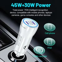 Chargeur de voiture USB C 75W, 2 ports, avec PD30W PD45W, charge rapide, prise de voiture type-c, adaptateur allume-cigare pour téléphone 3