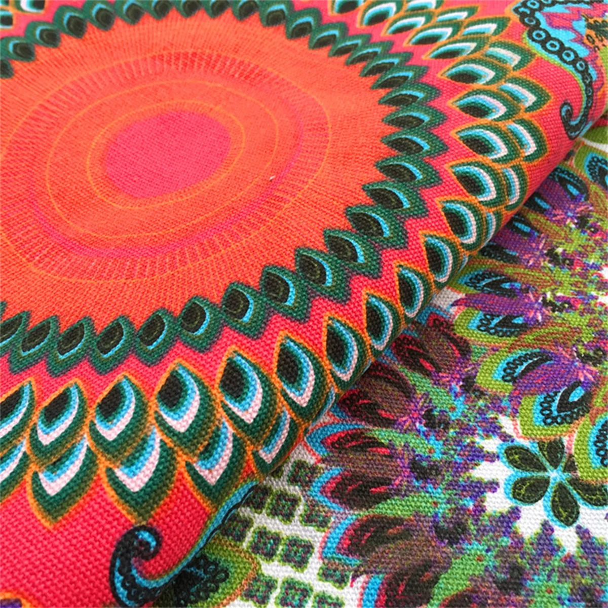 

Graffiti peacock pattern printed canvas DIY handmade fabric canvas bag pillow curtain sofa tablecloth cushion