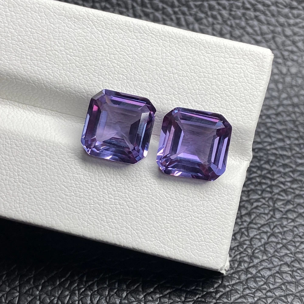 Purple Corundum Asscher Cut Light Violet Synthetic Loose Gemstones
