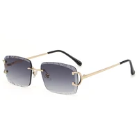 Lunettes carrées sans monture, tendance, en métal, de haute qualité, pour hommes et femmes, lunettes de soleil street shot 3