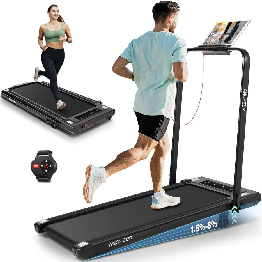 Treadmills with Incline Under Desk 2s Folding Max 300 lb CapacityWalking Pad Compact Electric Treadmill for Home Gym Office wit