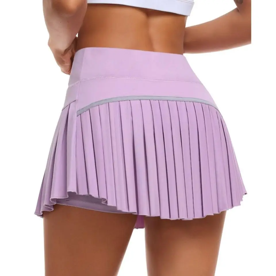Summer Candy Color Running Shorts Side Pocket False 2 Pieces Tennis Mini Skirt Cooling Quick Dry Breathable Yoga Skirt Women