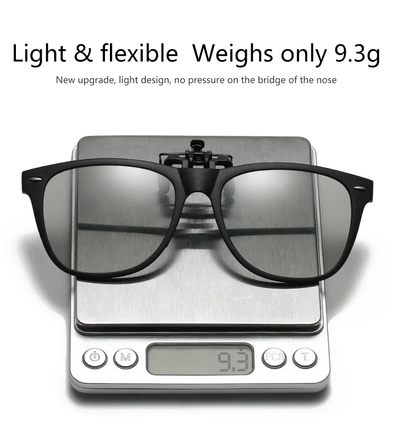 New TR90 Polarized Flip Up Clip on Sunglasses Men Women Photochromic Sunglasses Night Vision Anti Glare Driving Fishing_voghion.com
