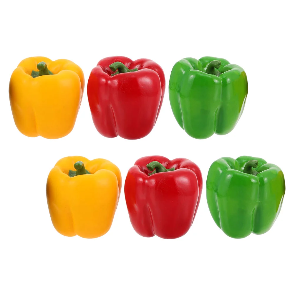 

6 Pcs Simulated Vegetable Model Decor Restaurant Display Artificial Bell Peppers Decorations Fake Foam Imitation False
