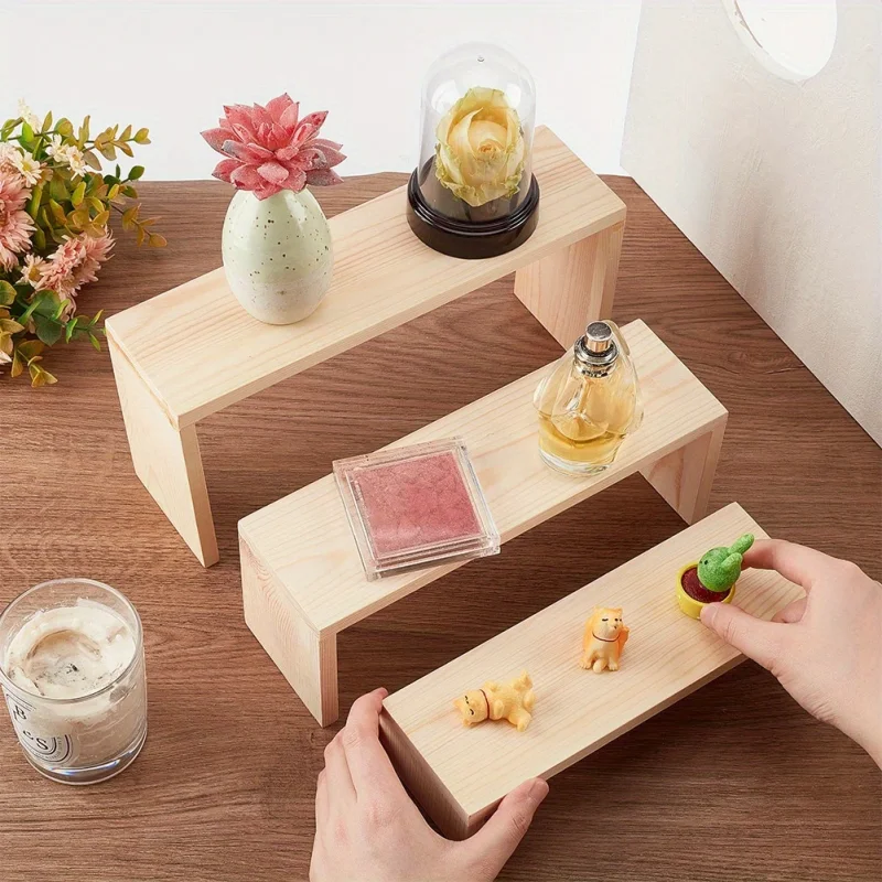 Elegant Wooden Display Risers for Crafts, Jewelry, and Collectibles