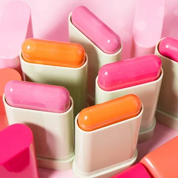 개인 라벨 블러시 크림 스틱, 맞춤형 벌크, 부드러운 블러셔, 브라이트닝 프라이머 윤곽, 귀여운 핑크 뺨 얼굴 메이크업, 3 색, 20g