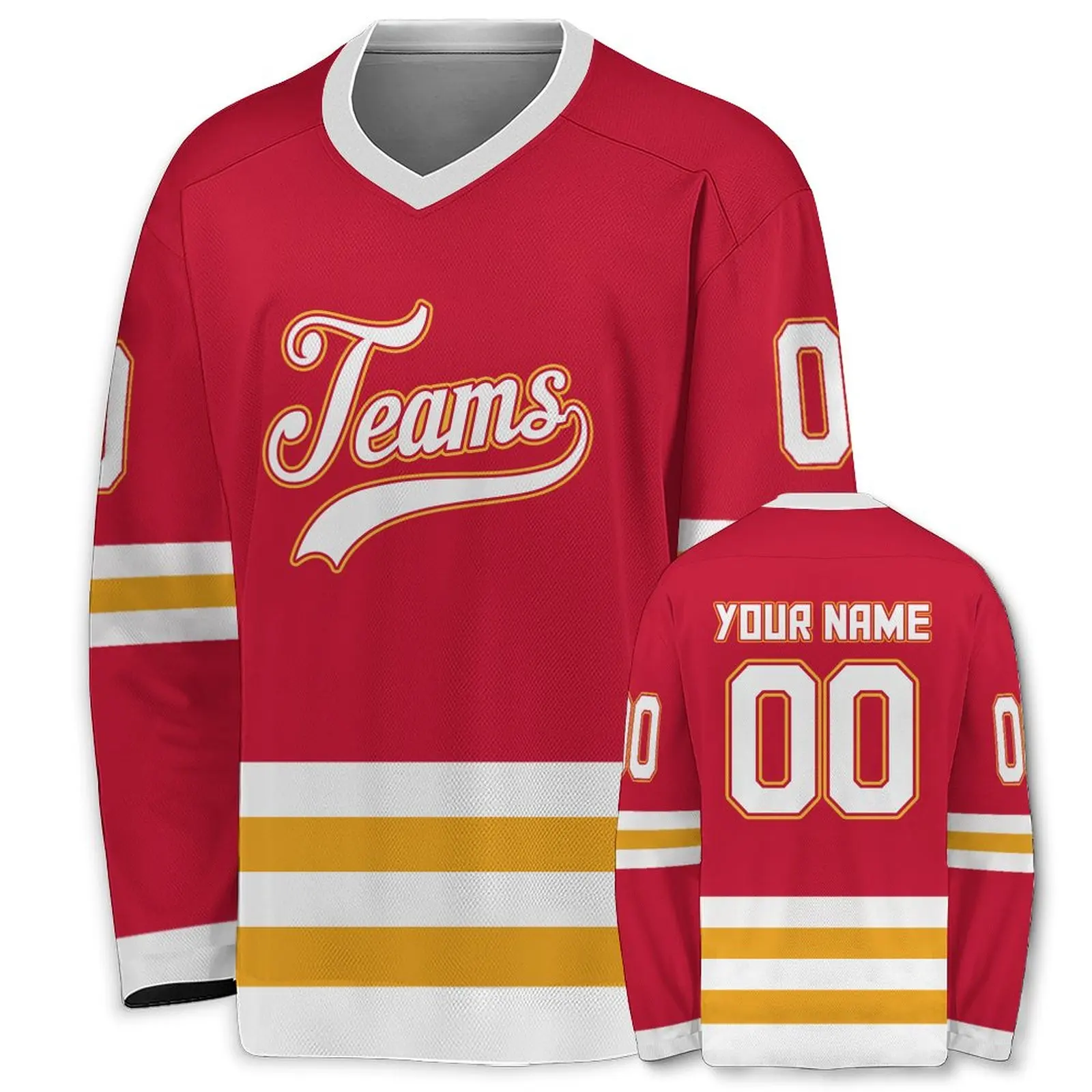Personalized Cream Navy V-Neck Hockey Jersey - Custom Team Name & Number Sports Uniform for All Ages