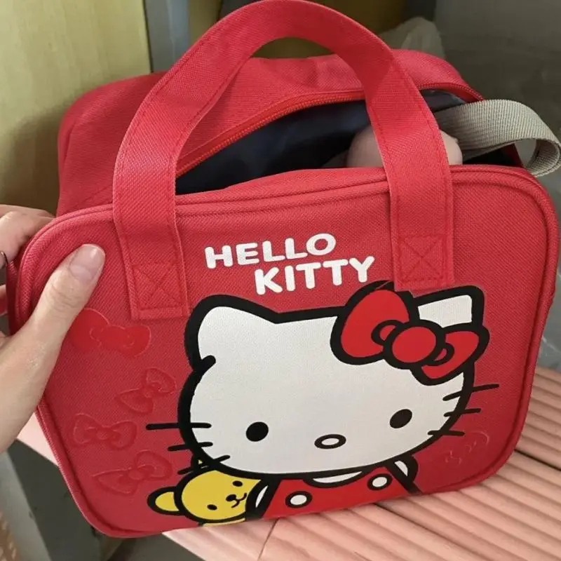 

Косметичка Hello Kitty Sanrio, милая портативная вместительная сумка для мытья с милыми рисунками аниме, коробка для хранения косметики, подарки для девочек