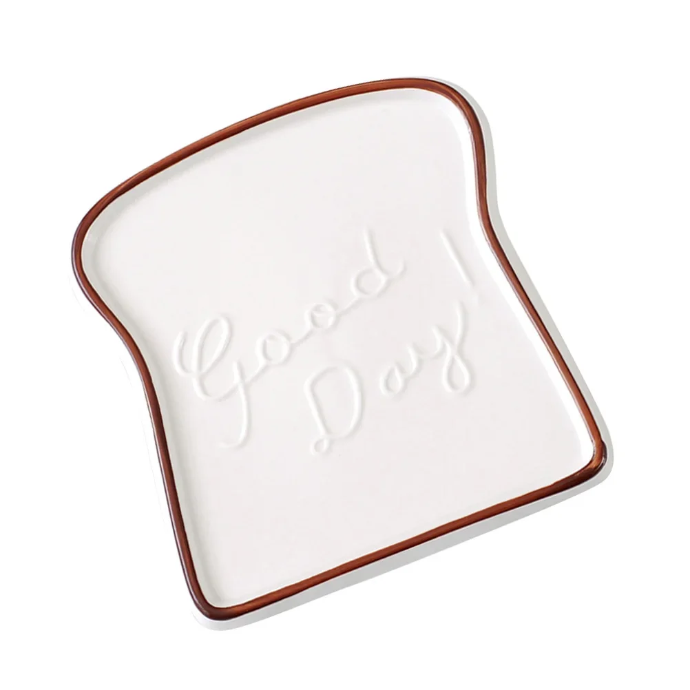 Tableware Set Fruit Plate Ceramic Sauce Dishes Nordic Ceramic Dessert Bread Plates Toast Shape Breakfast Dinner Cute Plates Western Salad Fruit Snack Tray Decorative Tableware