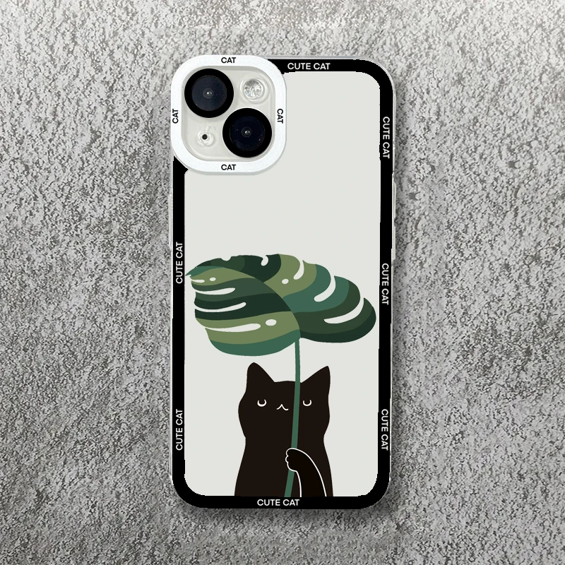 Adorable Black Cat Clear Phone Case - Soft Shell Cover