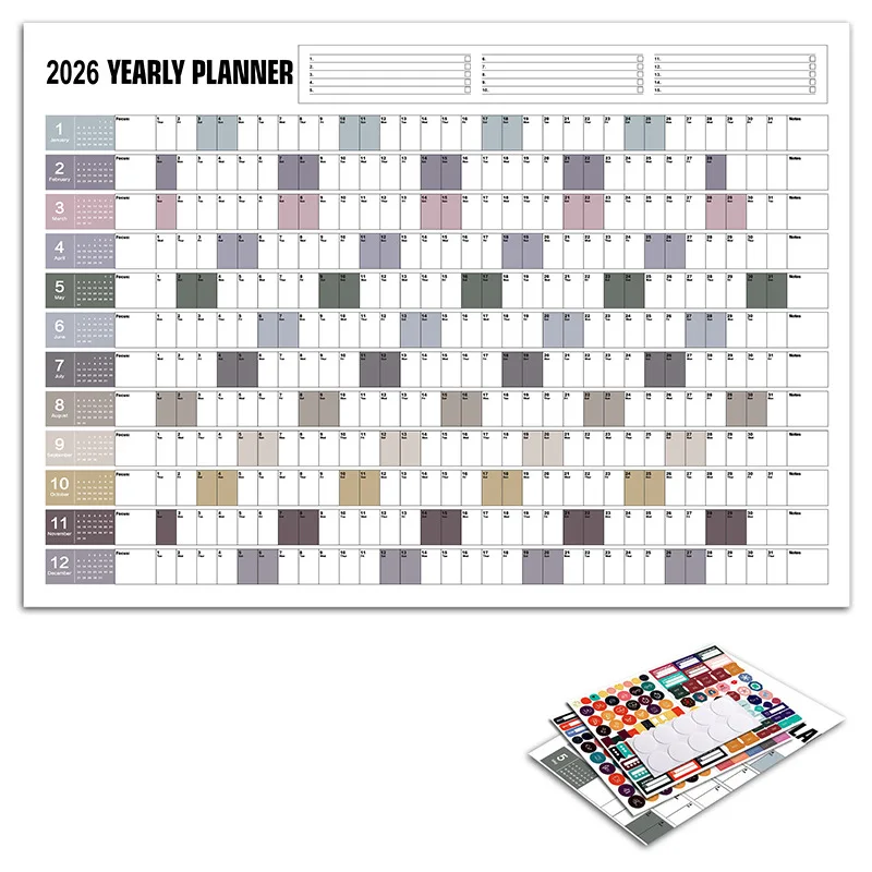 2026 Yearly Wall Calendar & Daily Planner - 365-Day Hanging Agenda