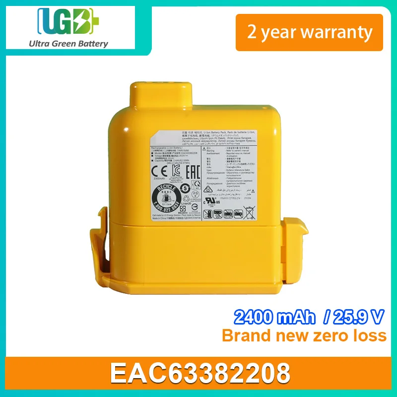 

UGB Новый EAC63382208 Аккумулятор для LG Cord Zero A9 Ultimate A9MASTER2X A9PETNBED A9M A9PETNBED2X A9MULTI A9MULTI2X 2400 мАч 25,9 в