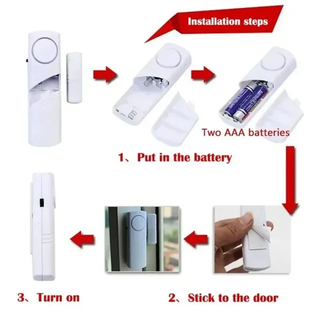 2pcs/1set-Wireless Door Window Magnetic Sensor Alarm Detectors Home Security Alarm System 3
