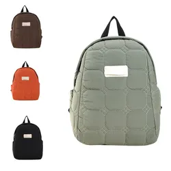 Cotton Padded Backpack Unisex Quilted Trend Bagpack New Large Capacity Zipper Knapsack Women&Men Lightweight Small Backpack 2023