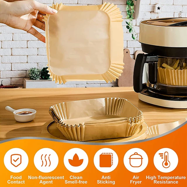 50/100Pcs Kitchen Disposable Air Fryer Paper Non-Stick Oven Oil-proof Mat Baking Paper for Air Fryer Barbecue Plate Accessories 2