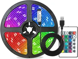 Vibrant Color - Changing LED USB Strip Light - 5M Flexible RGB Lighting with Remote Control for Room Ambiance and Party Decor (RGB not waterproof)