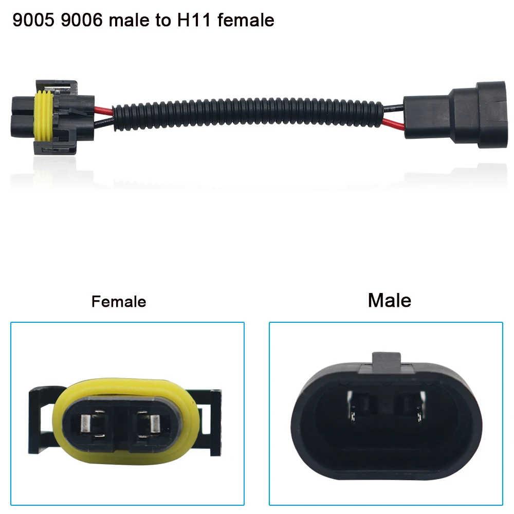 2x 9005 HB3 9006 HB4 To H11 Conversion Connector Wiring Harness Headlight Fog Light Socket Adapter