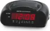 Red LED Digital Alarm Clock with AM/FM Radio, Loud Buzzer for Heavy Sleepers, Compact Desk or Bedside Clock