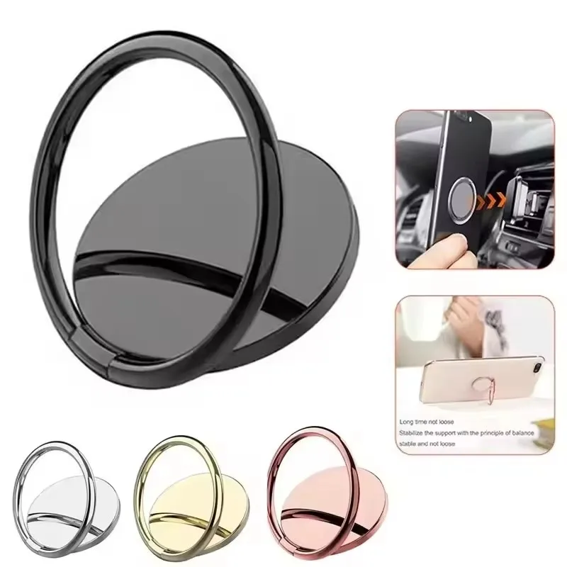 Sleek Metal Mobile Phone Finger Ring Stand – Universal Holder & Car Mount Bracket