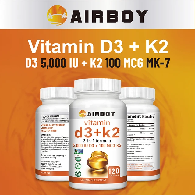 Vitamin D3 + K2 - Promotes Calcium Absorption, Bone and Joint Health, and Boosts Immunity 6