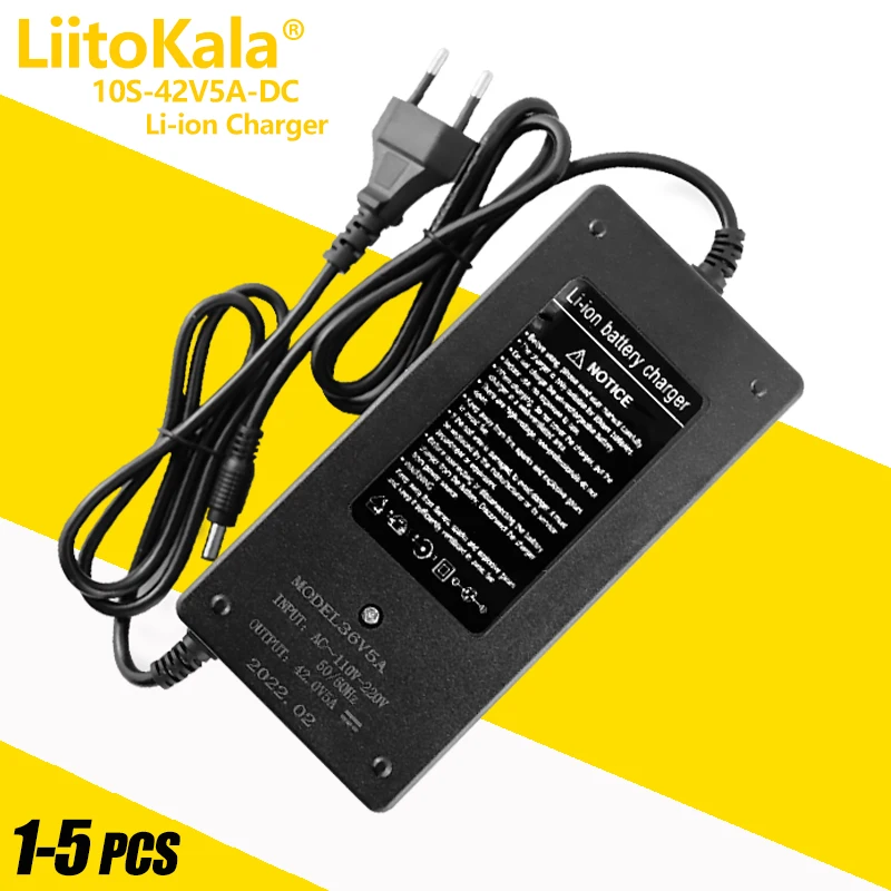 1 5PCS LiitoKala 36V 5A Electric E Bike Battery Charger 42V 10S Ebike