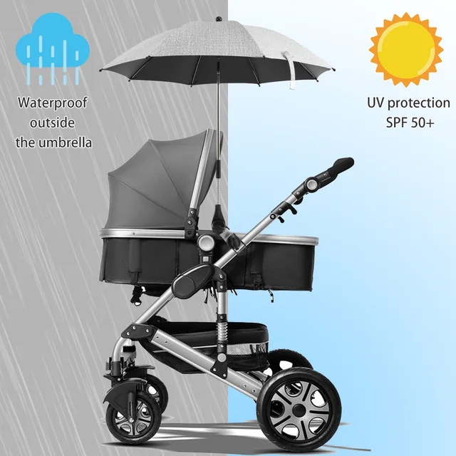 Új Baba Babakocsi Esernyő 360 ° Uv Védelem Pram Univerzális Baby Parasol Állítható Bilincskel És Rugalmas - Image 2