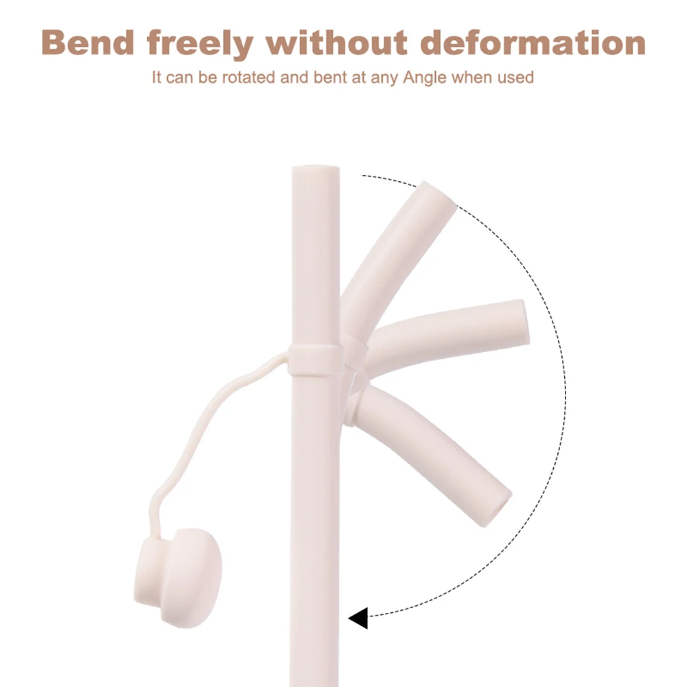 Silicone Long Reusable Straw with Straw Cap Drinking Dustproof Soft for Stanley 20/30/40oz Cup Accessories