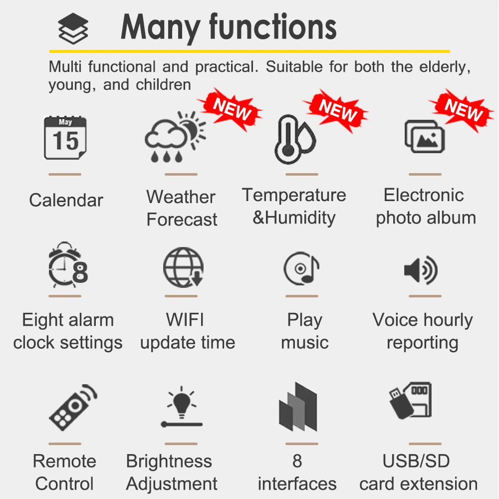 10.1/7 Inch Digital Calendar Alarm Day Clock Extra Large Screen Display Digital Photo Frame Wifi Dementia Clock Weather Forecast acrylic digital photo frame