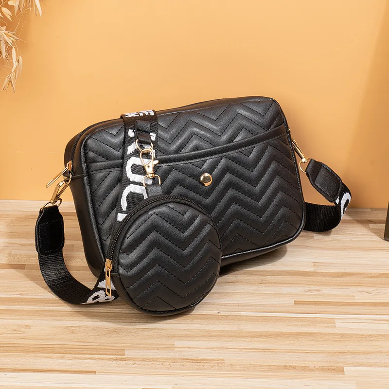 Women'S Bag 2025 New Female Korean Version V-Pattern Fashion Embroidery Single Shoulder Crossbody Bun Mother Bag