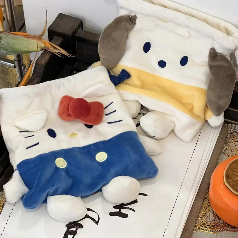 

Sanrio, Hello Kitty плюшевая сумка для хранения с милым трехмерным рисунком и шнурком, дизайнерские Портативные подарки для путешествий, поездок, праздников
