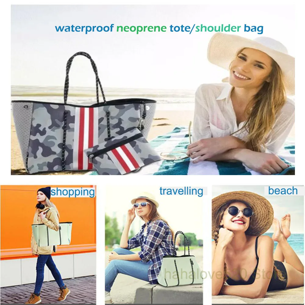 Sunny Beach Casual Office Luxury Bag Large Bag Woman Shoulder Bag Travel Bag  Big Tote Neoprene Bags Swimming Outdoors - Shoulder Bags - AliExpress