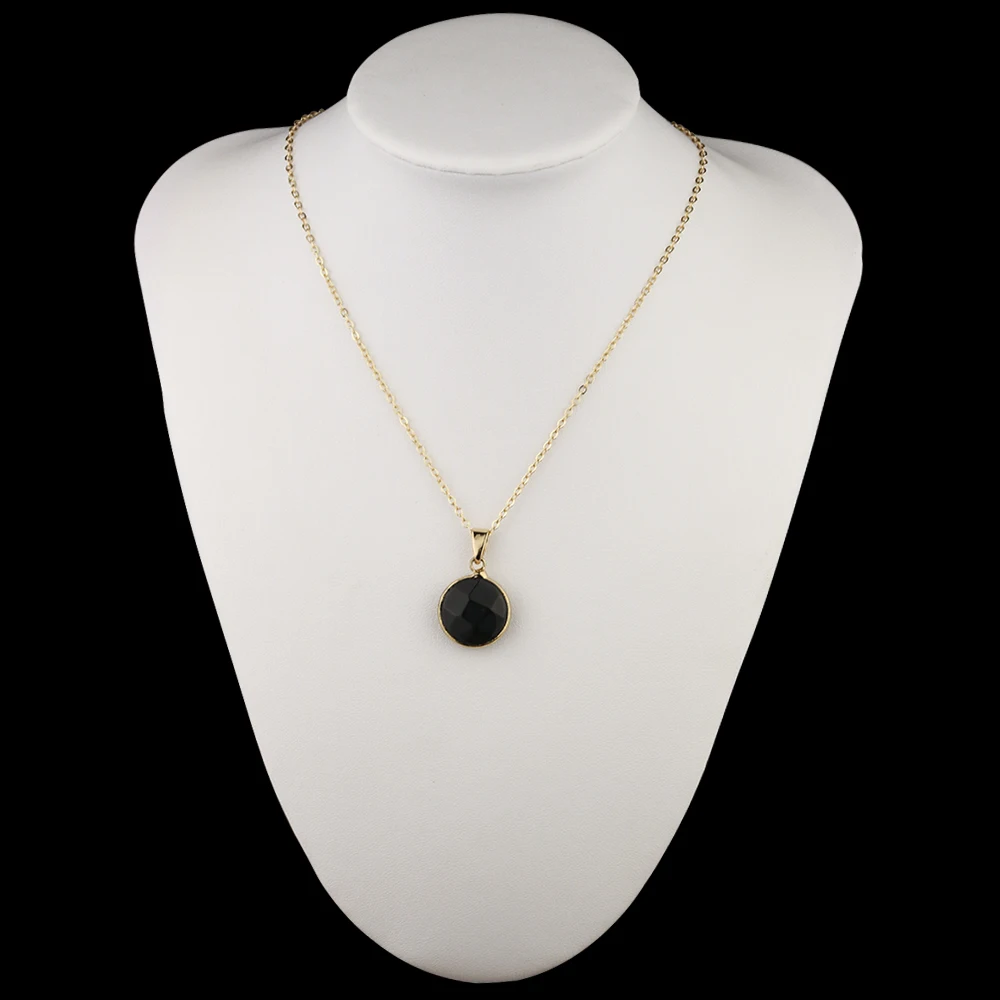 Fashion Round Black Onyx Pendant Necklace Banquet party ladies clavicle chain clothing matching accessories