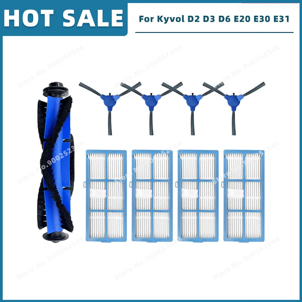 Robot Lava E Aspira Donkivvy Kit Di 6 Filtri A Spazzola Laterale Principale Per Aspirapolvere Robot Kyvol Cybovac E20 E30 E31 EC30MQ, 1 Spazzola A Rullo Principale, 4 Spazzole Laterali, 1 Spazzola