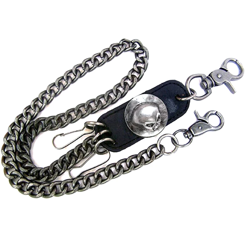 Men Black Metal Strong Wallet Chain Biker Jean Loop Long Horn Key Link Clasp