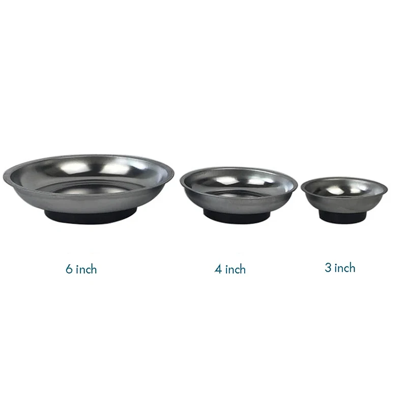 Round Magnets Stainless Steel Heavy Duty Magnetic Parts Bowl 3/4/6 Inches Round Magnetic Screws Nuts Bolts Tools Parts Tray Holder