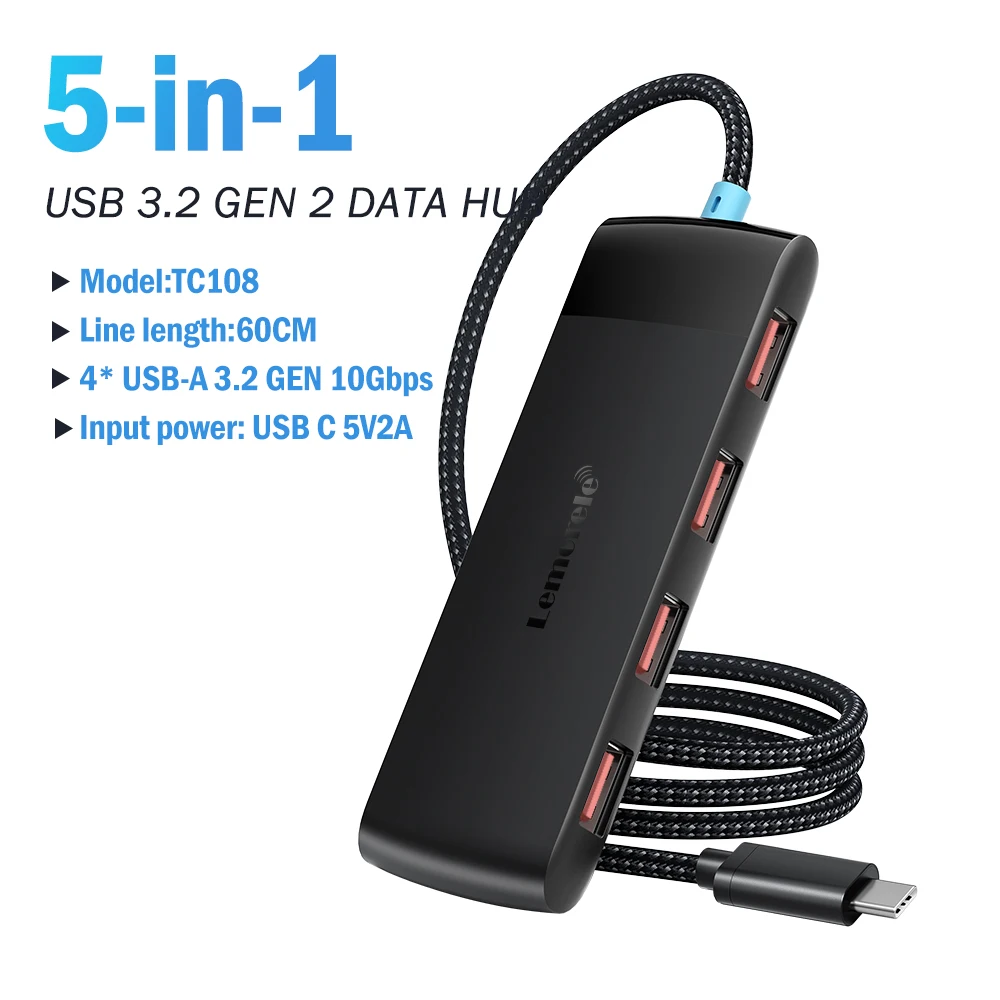 Lemorele 4-Port USB-C/USB-A Hub Multi Splitter Adapter