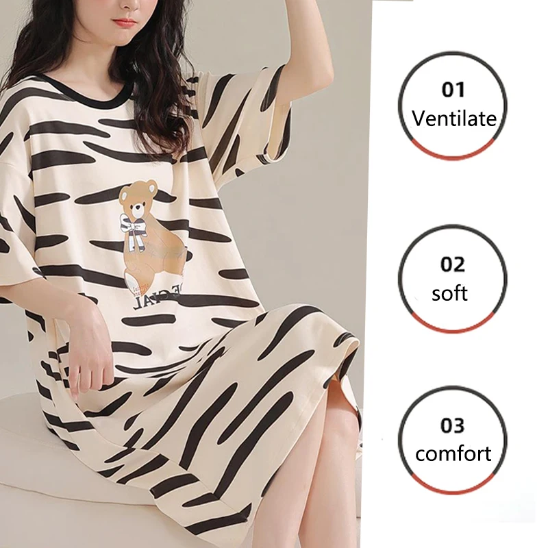 ثوب نوم نسائي برسوم كرتونية غير رسمية ، ملابس منزل...