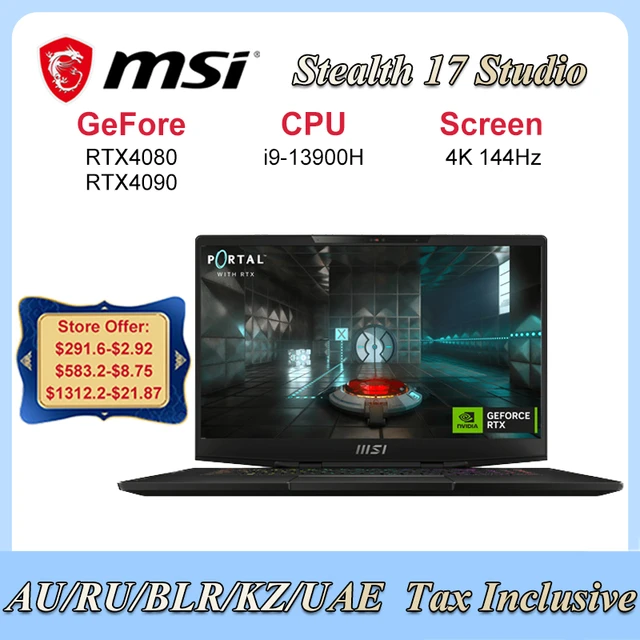 MSI Stealth 17 Studio 17,3 QHD 240Hz Gaming Laptop: Intel Core i9-13900H,  RTX 4090, 64GB DDR5, 2TB NVMe SSD, Thunderbolt 4, USB-Type C, Cooler Boost  Trinity+, Win 11 Pro: Core Black A13VI-017US 