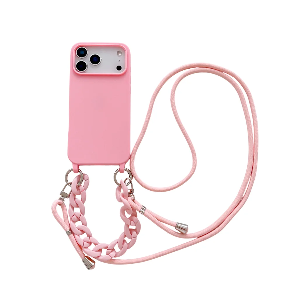 Elegant Crossbody Lanyard Marble Acrylic Chain Phone Case with Soft Matte Finish
