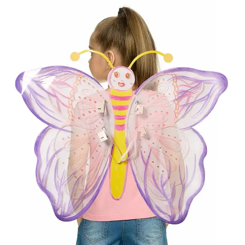 

Крылья-бабочки для девочек, искусственная детская игрушка для детей, костюм на Хэллоуин, блестящие Крылья ангела, искусственная игрушка