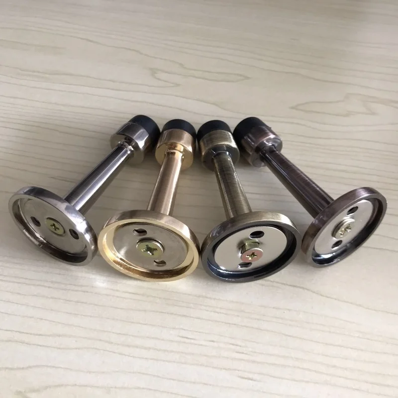 New Listing Stainless Steel Rubber Door Stopper Door Stop Bedroom / Bathroom Holder Wall To Prevent Collision Pad
