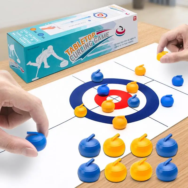 

Curling Game Easy To Set Up Play & Portable Fun Indoor Sports Game Tabletop Curling Board Game For Kids Adults & Family