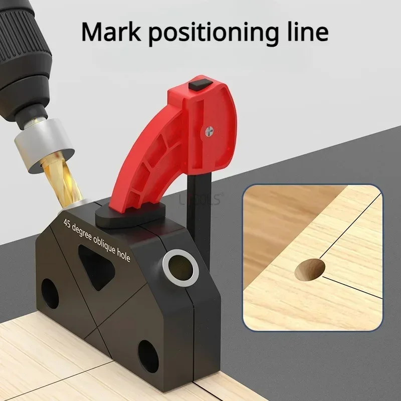 

45 Degree Pocket Hole Jig Kit -Woodworking Oblique Hole Locator -Hole Screw Jig Positioner Drill Guide Punch Jig for Wood Joiner