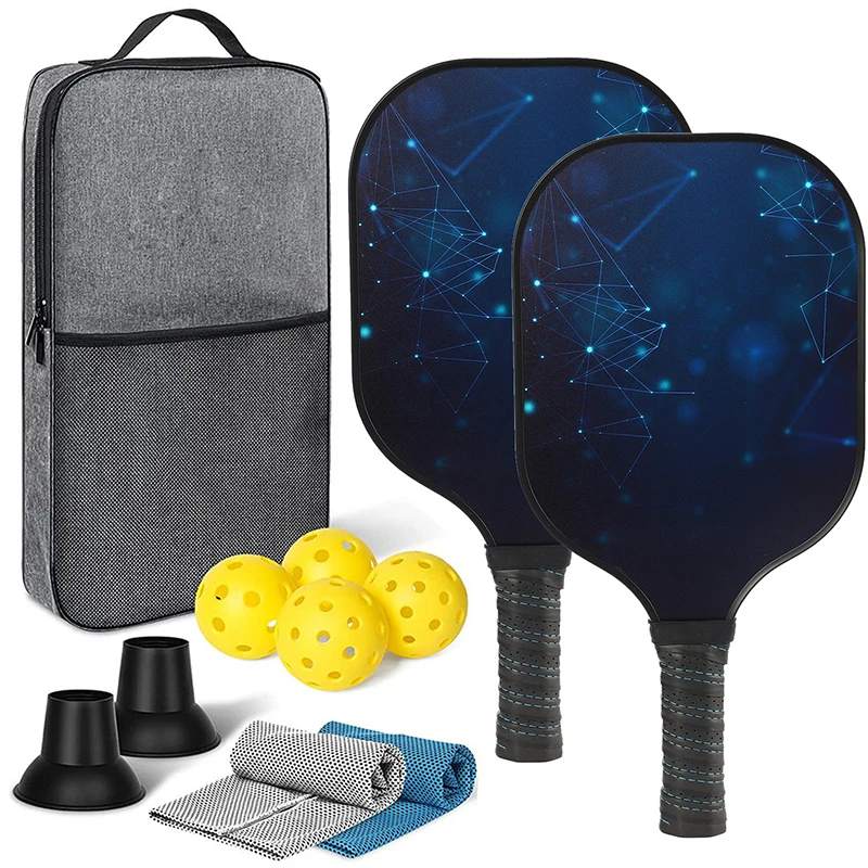 

GojoyLiu Carbon Fiber Pickleball Paddle Set of 2 Graphite Honeycomb Core Face Racket 4 Balls 1 Carrying Bag And 2 Ball picker