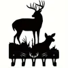 1pc Iron Crafts, Deer Family Key Rack Hanger - 6 inch Wide Metal Wall Art Wall-mounted，Hooks，Key holder，key hanger，Towel Rack 4