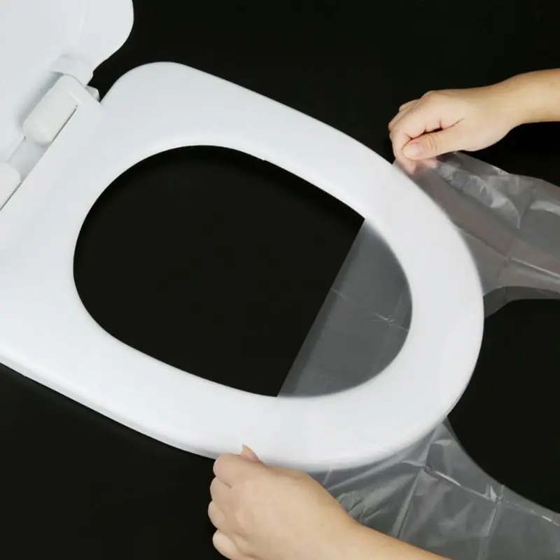 50 Pieces Portable Toilet Covers Disposable Plastic Potty Covers Travel WC Pad Toilet Mat Individually Wrapped