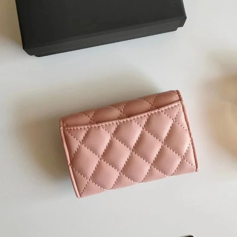 

Woman CF Wallet Genuine Leather Credit Card Holder Cowhide Coin Purse Flip Caviar Grid Pattern Luxury Top Designer Mouth Cover