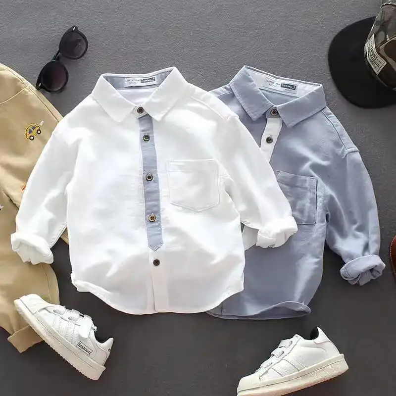 

Children's Shirts Boys 2022 Spring Baby Shirts Long Sleeve Cotton Fashion Kids Clothes